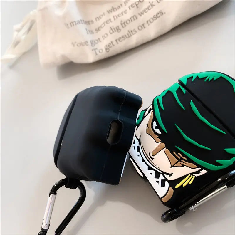Creative Cartoon Case for AirPods - One Piece Zoro Design - Blue