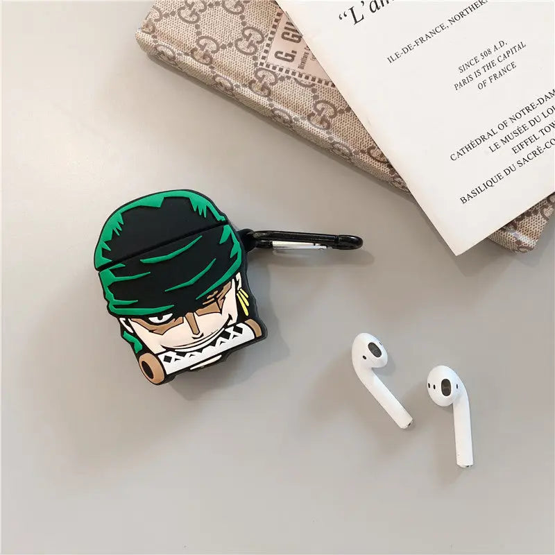 Creative Cartoon Case for AirPods - One Piece Zoro Design - Blue