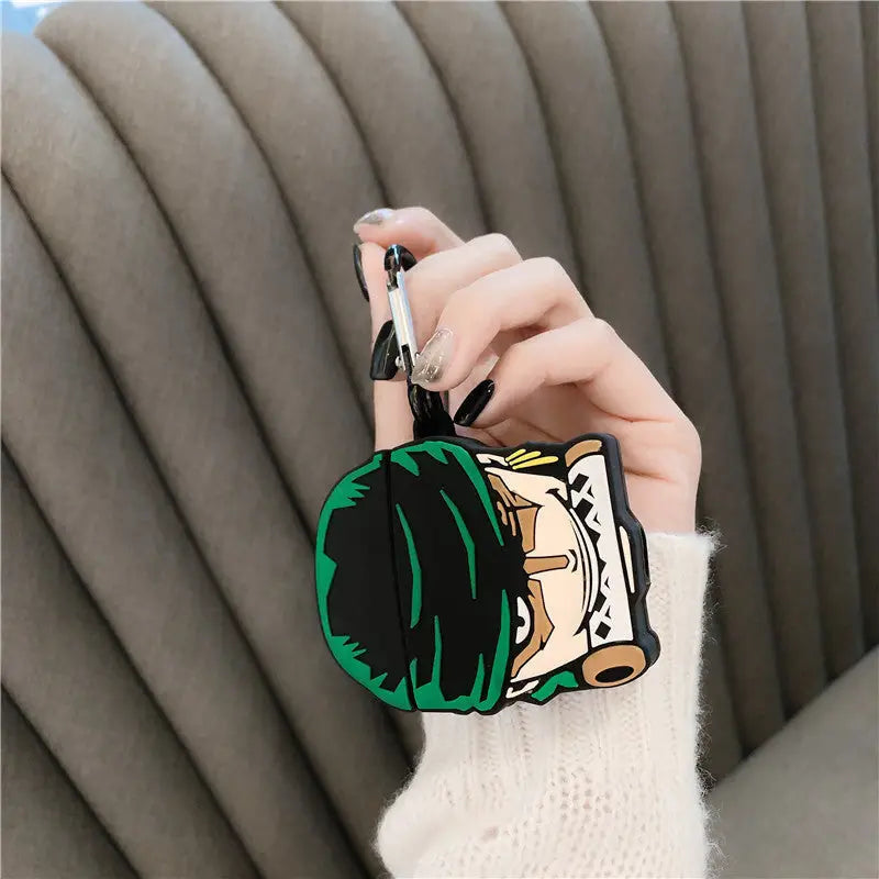 Creative Cartoon Case for AirPods - One Piece Zoro Design - Blue