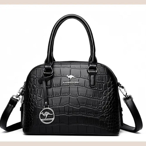 Crocodile Leather Backpack with Dual Straps