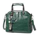Crocodile Leather Backpack with Dual Straps - Green