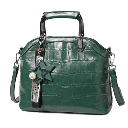 Crocodile Leather Backpack with Dual Straps - Green