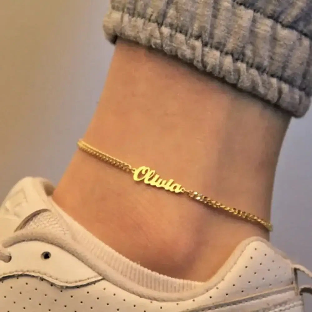 Custom Anklet for Woman Stainless Steel Personalized Name Cuban Chain Anklet On The Leg Gift Jewelry Wholesale