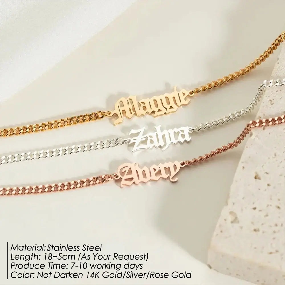 Custom Anklet for Woman Stainless Steel Personalized Name Cuban Chain Anklet On The Leg Gift Jewelry Wholesale