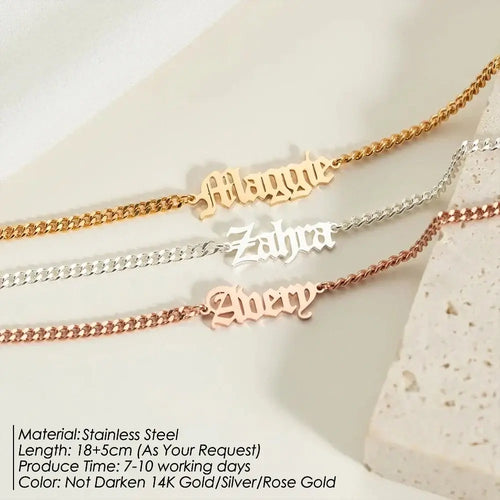 Custom Anklet for Woman Stainless Steel Personalized Name Cuban Chain Anklet On The Leg Gift Jewelry Wholesale