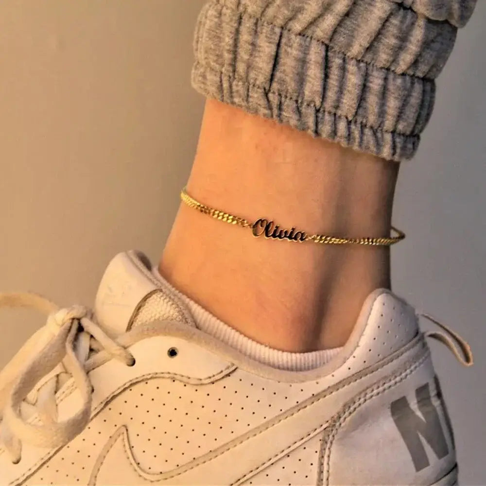 Custom Anklet for Woman Stainless Steel Personalized Name Cuban Chain Anklet On The Leg Gift Jewelry Wholesale