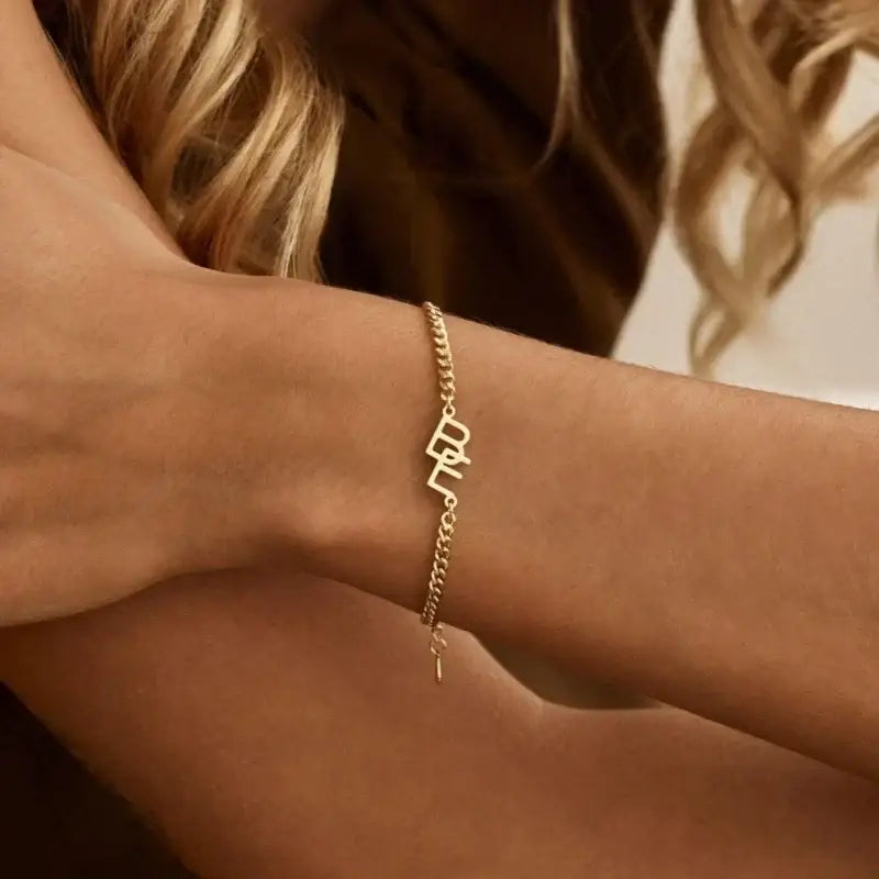 Custom Initial Letter Bracelet for Women,304L Stainless Steel Cuban Chain Personalized Name Bracelet Customized Jewelry