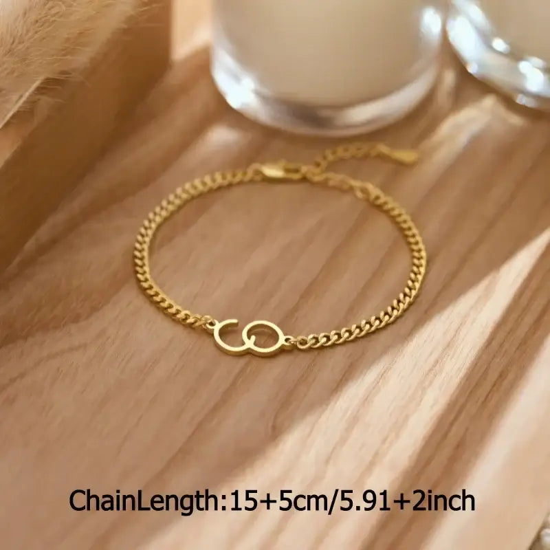 Custom Initial Letter Bracelet for Women,304L Stainless Steel Cuban Chain Personalized Name Bracelet Customized Jewelry