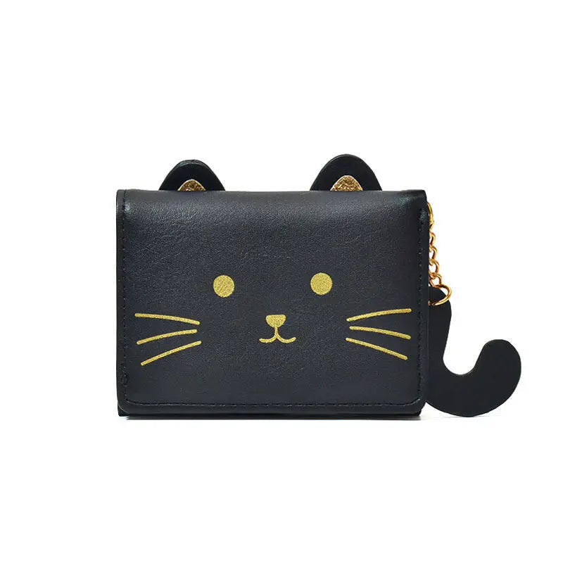 Cute Cartoon Female PU Wallet for Students - Black - Wallets
