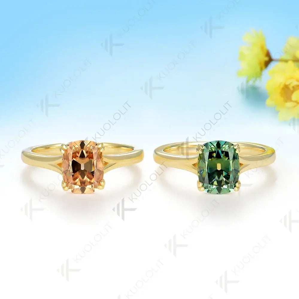 D Color VVS1 3CT OMC Cut Champagne Moissanite Ring GRA Certified Pass Diamond Tester Solid 10K 14K 585 Yellow Gold Fine