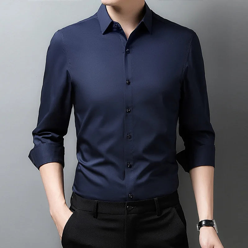 R&z - Men's Casual Fashion Business Solid Color Long Sleeved Shirt