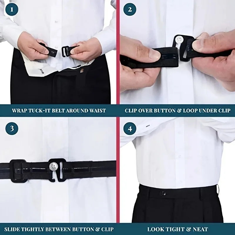 R&z - Nylon Shirt Stays with Anti-Slip Elastic Grip and Adjustable Buckle
