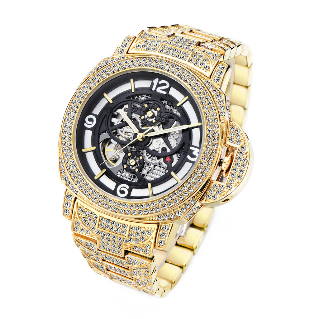 Men's Diamond Luminous Hollow Mechanical Watch