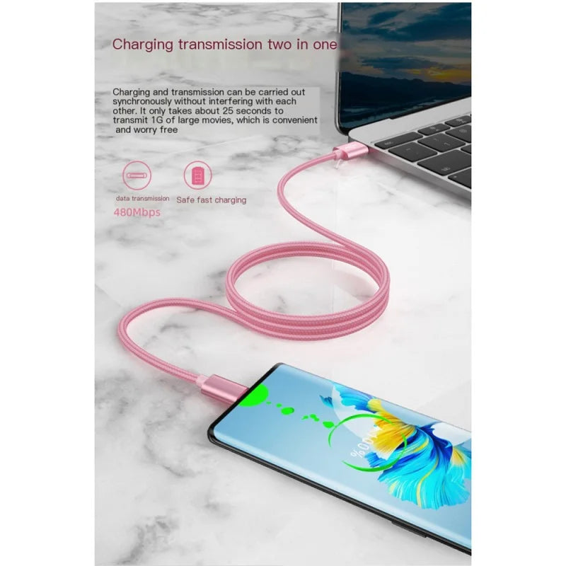 R&z - Type C  Nylon Braided Data Cable Charger For Huawei Samsung Android