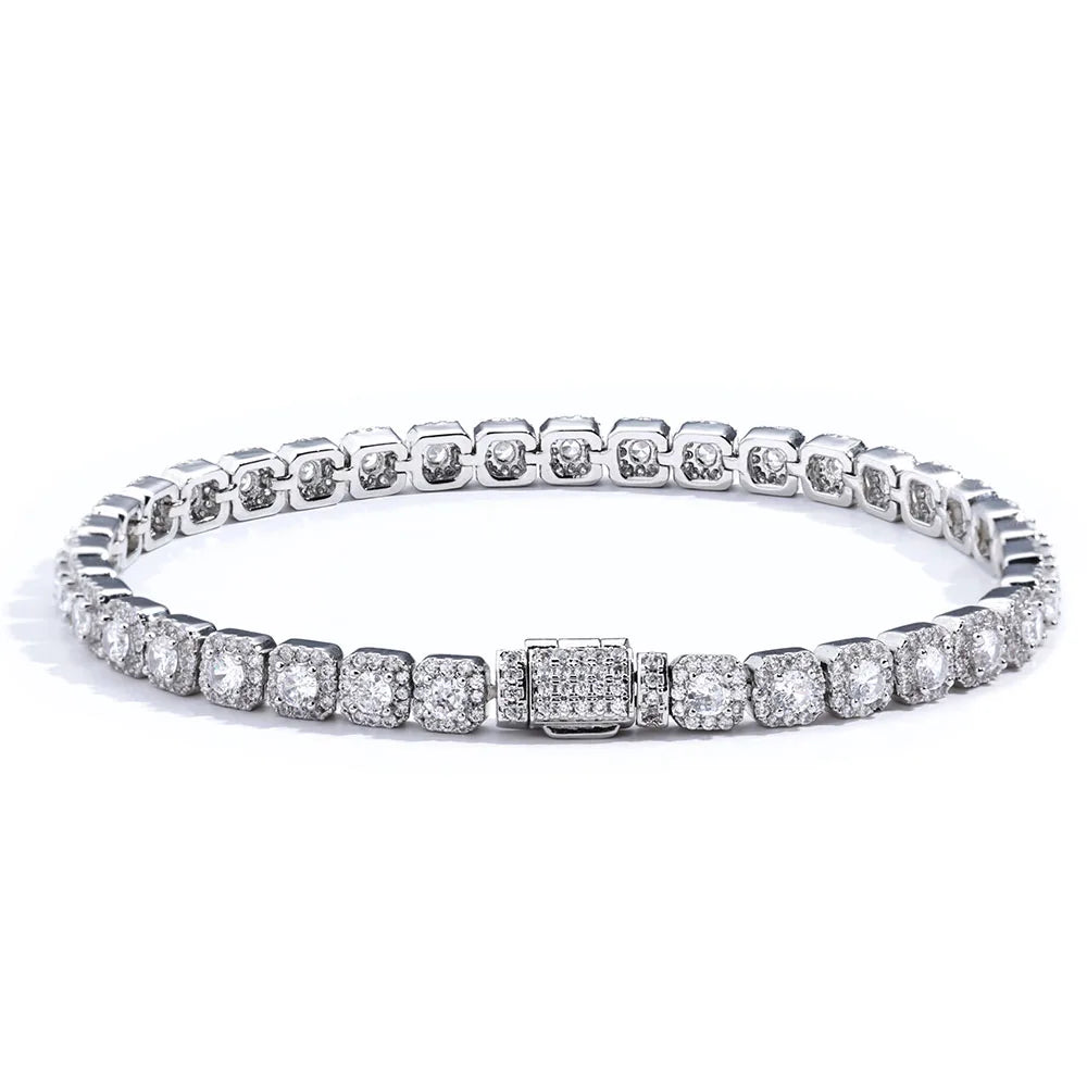 ESKEEM Fashion Jewelry 5mm Iced Tennis Bracelet White Gold Round Cut Diamond Inlaid 5A Zircon Women's Bracelet ﻿ ﻿