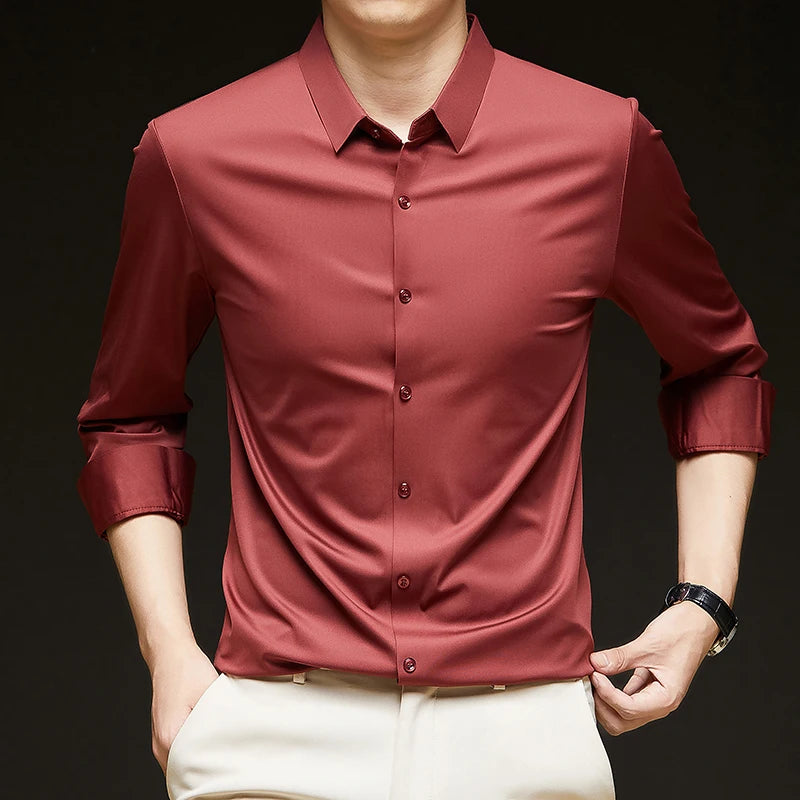 R&z - Premium Men's Ultra-Stretch Shirt - High-Quality Silky Business Formal Long-Sleeve Shirt for Social and Casual Wear