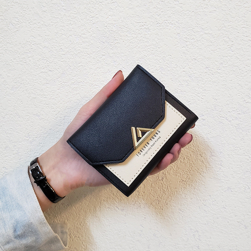 Women's Fashion Simple Folding Wallet with Contrast Design