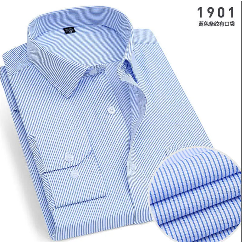 R&z - Spring New Men's Striped long-sleeved Shirt Non-ironing Anti-wrinkle Comfortable Breathable Business Casual Fashion Slim Fit