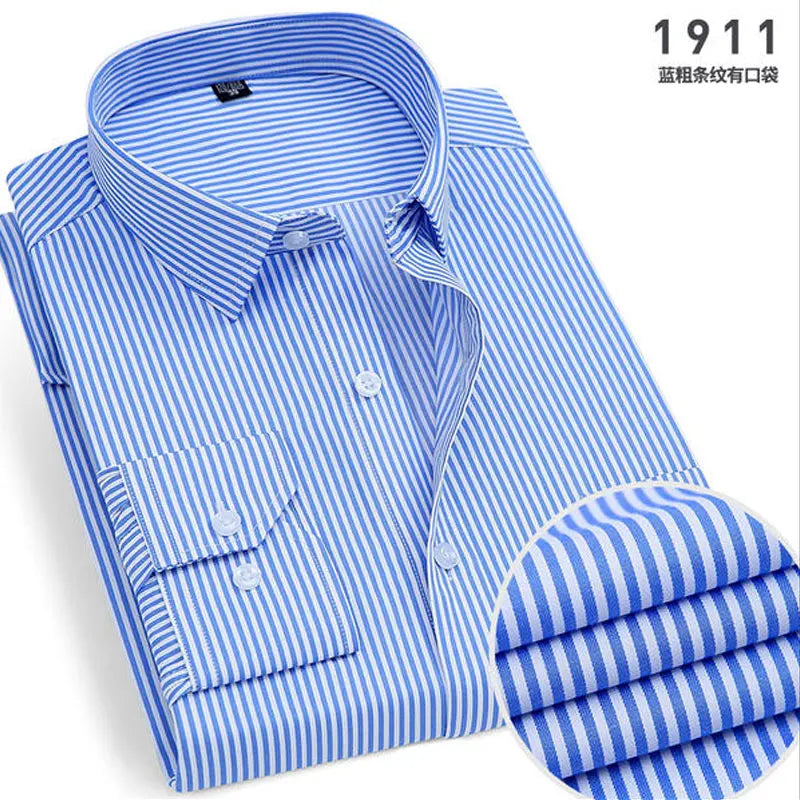 R&z - Spring New Men's Striped long-sleeved Shirt Non-ironing Anti-wrinkle Comfortable Breathable Business Casual Fashion Slim Fit