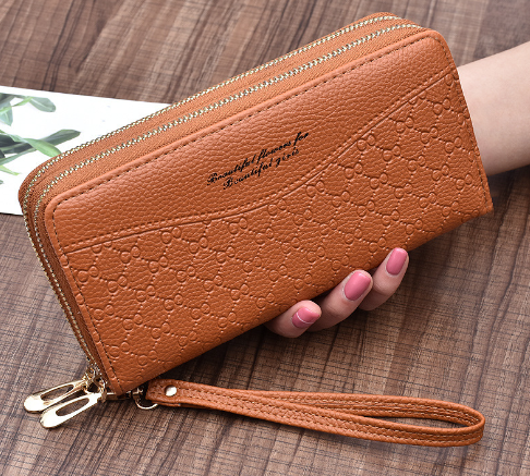 Large Double Zipper Clutch Wallet for Women