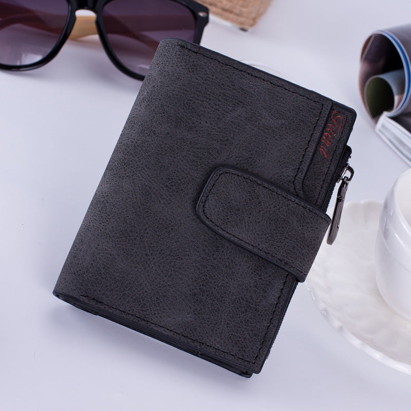 Korean Matte Leather Zipper Wallet and Coin Purse