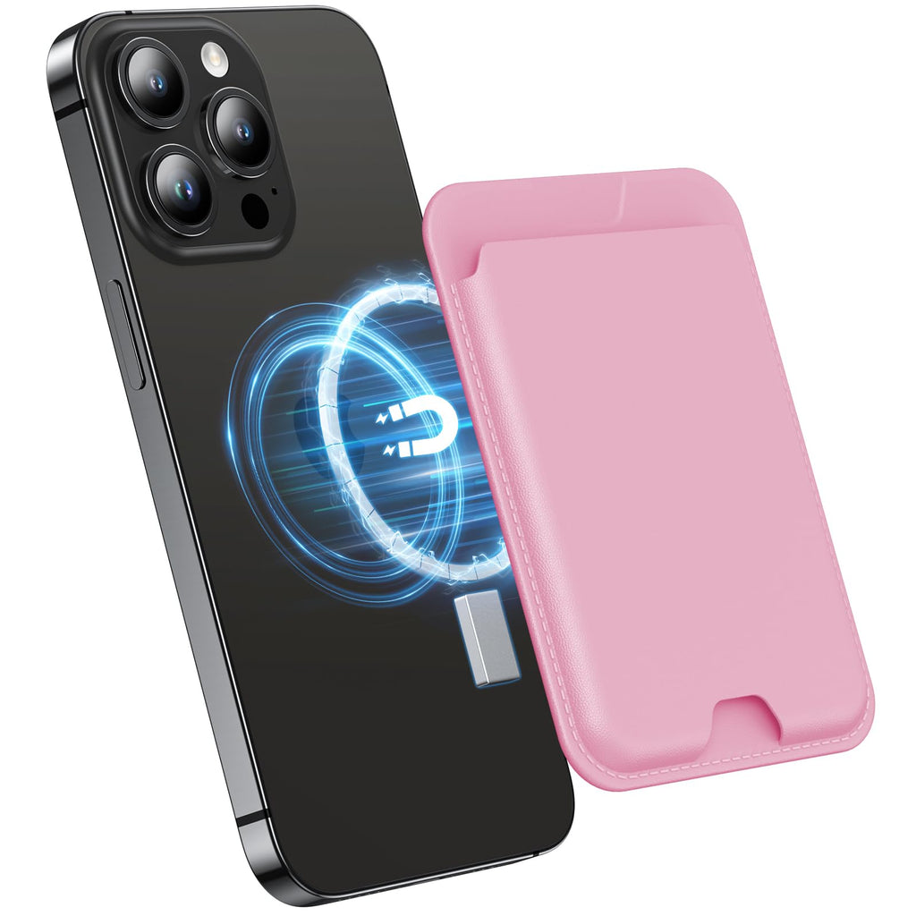 Kimguard for MagSafe Wallet Magnetic New-Upgrade Card Wallet Holder Easy to Take Card Strong Magnet Slim Wallet for iPhone 15/14/13/12 Series Pink