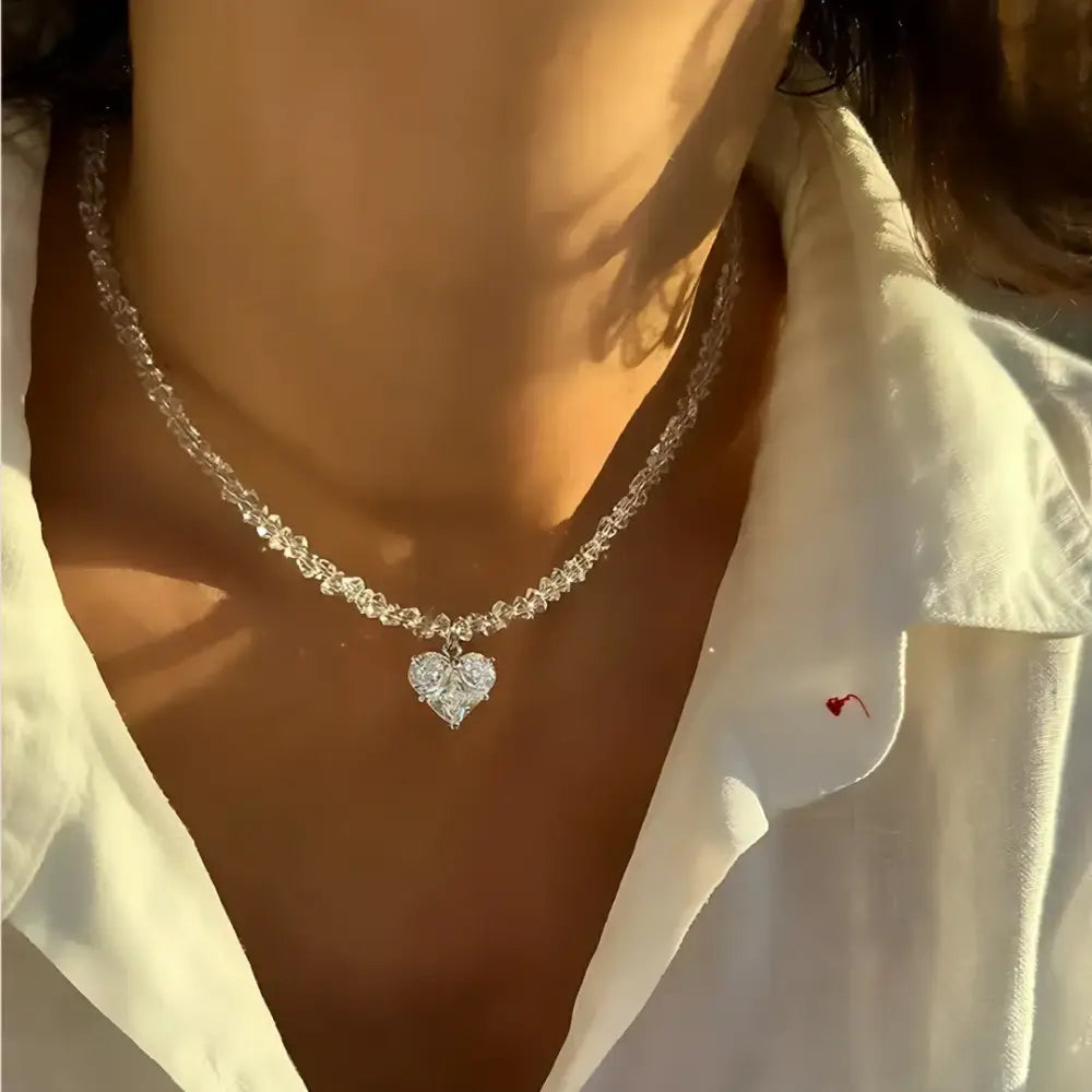 Design Exaggerated Baroque Transparent Crystal Chain With Sexy Zircon Cross Pendant Necklace For Women Wedding Praty