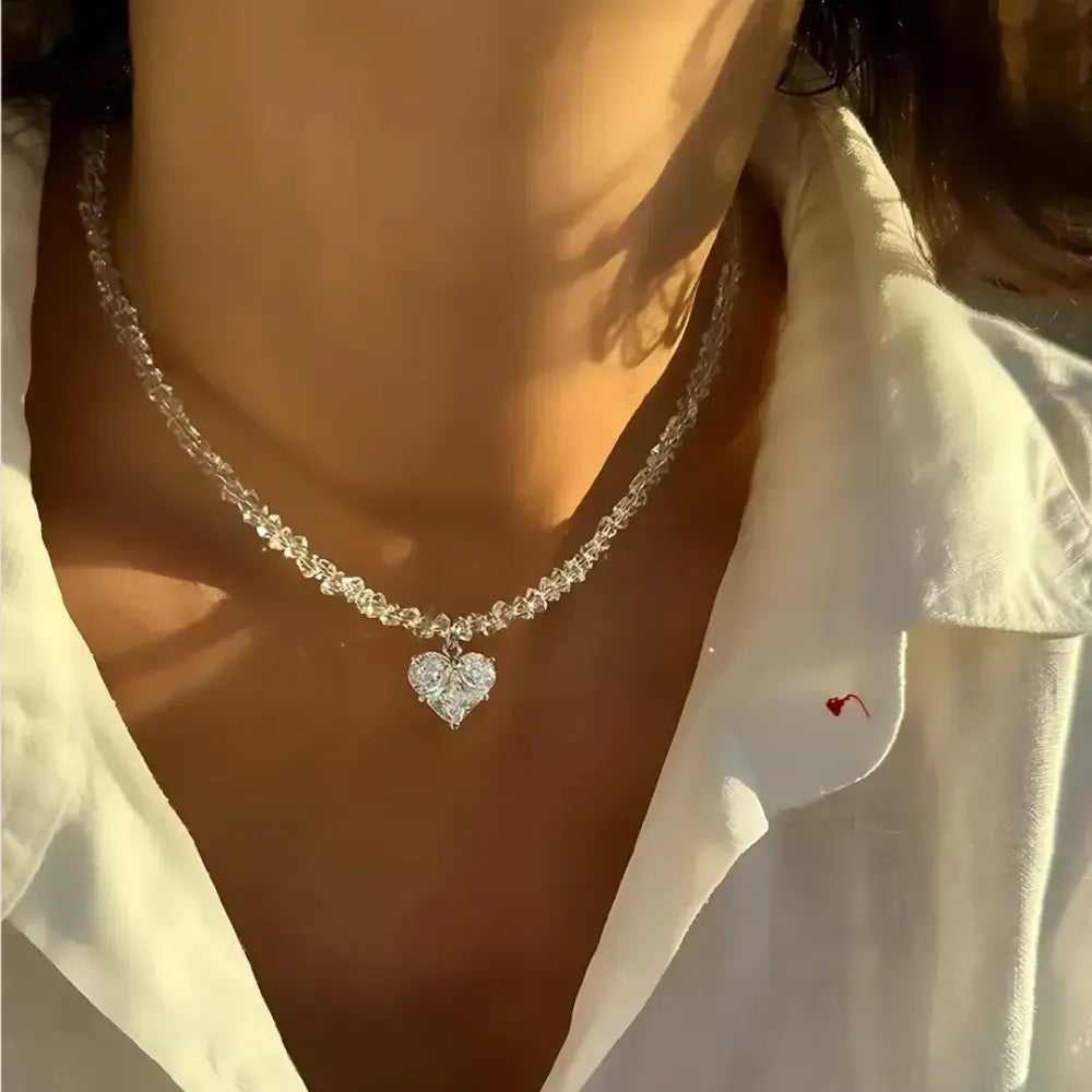 Design Exaggerated Baroque Transparent Crystal Chain With Sexy Zircon Cross Pendant Necklace For Women Wedding Praty