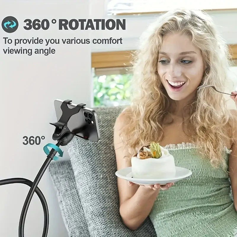 R&z - DesktopMobile Phone Clamp Bracket Flexible Long Arm Gooseneck Lazy Person Bracket With Handle Overhead Live