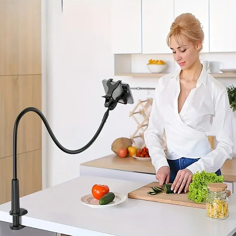 R&z - DesktopMobile Phone Clamp Bracket Flexible Long Arm Gooseneck Lazy Person Bracket With Handle Overhead Live