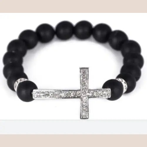 Diamond Cross Bracelet - New Black and white
