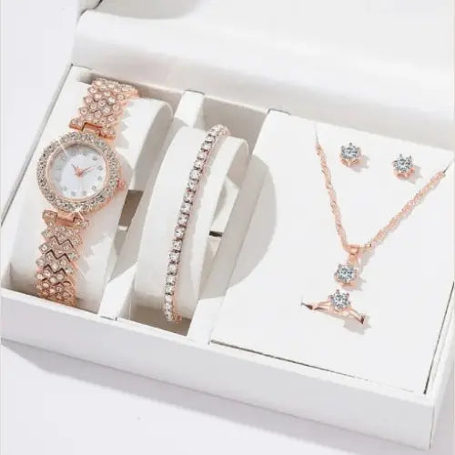 Diamond Women's Watch and Jewelry Set in Gift Box
