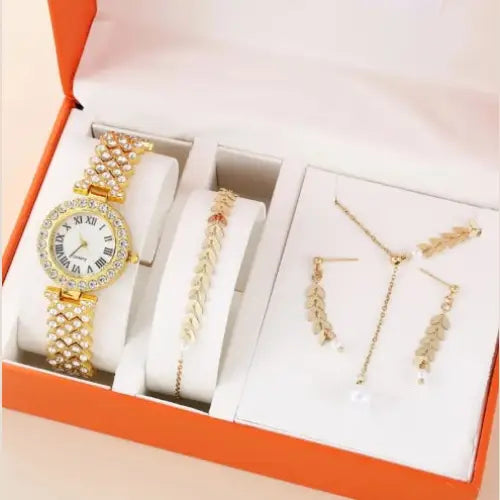 Rose Gold Diamond Women's Watch with Matching Bracelet
