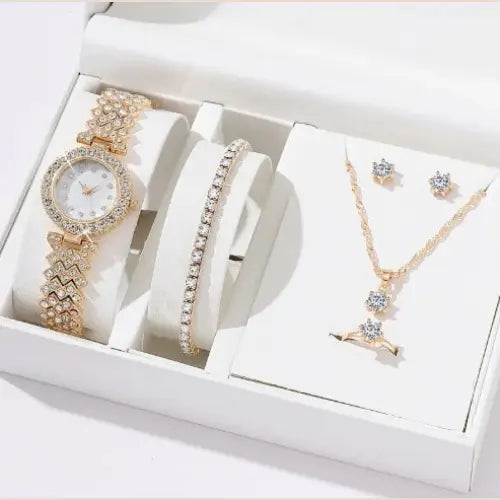 Diamond Women's Watch and Jewelry Set in Gift Box