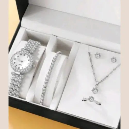 Diamond Women's Watch Set in Luxury Black Box