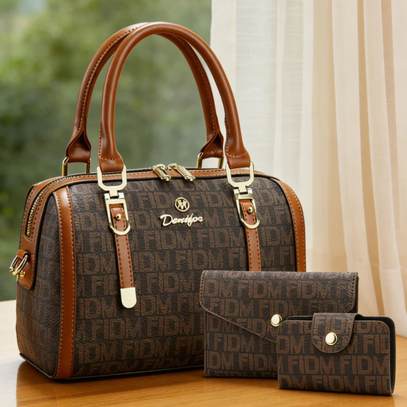 3-Piece Women's Boston Bag Set