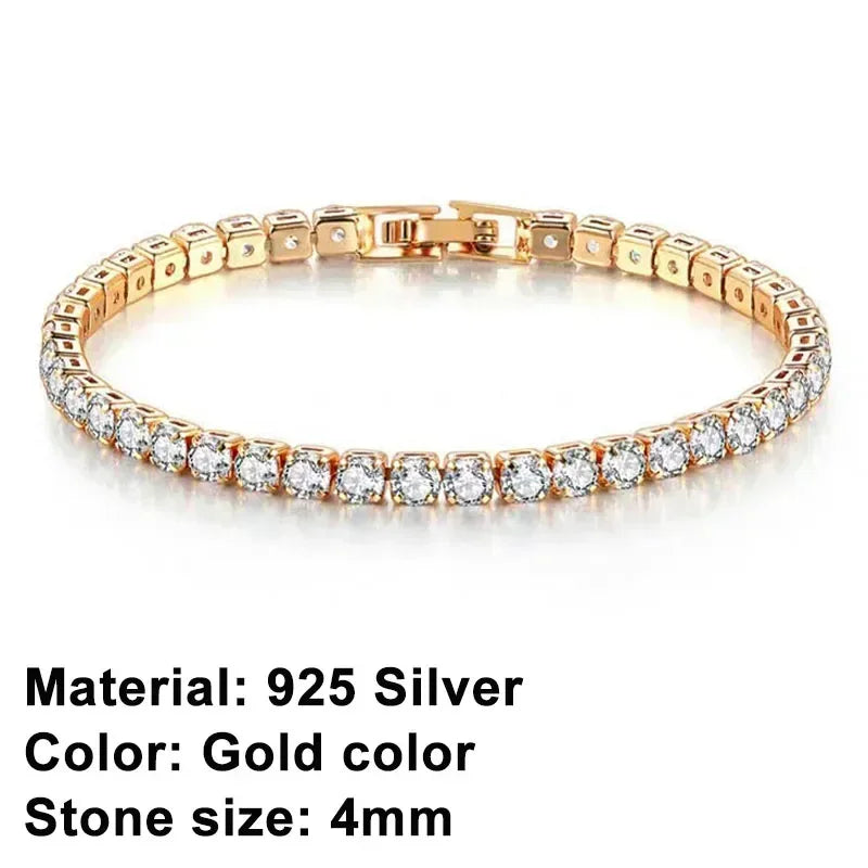925 sterling silver hip-hop tennis bracelet, luxurious charm, ladies' jewelry, rose gold diamond bracelet, exquisite gift