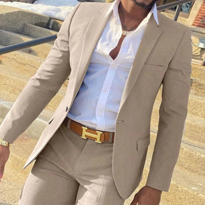 R&z - Slim Fit Wedding Groom Tuxedo Groomsmen Suits Male Fashion Smoking Costume Homme Blazer with Pants