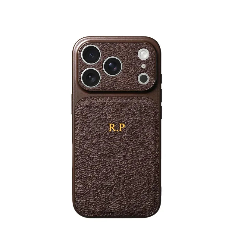 Personalise Gold Silver Initials Letter Leather Case For iPhone 15 14 13 17 Pro Max 14 16 Plus 17 Air Luxury Lens Protection Cas