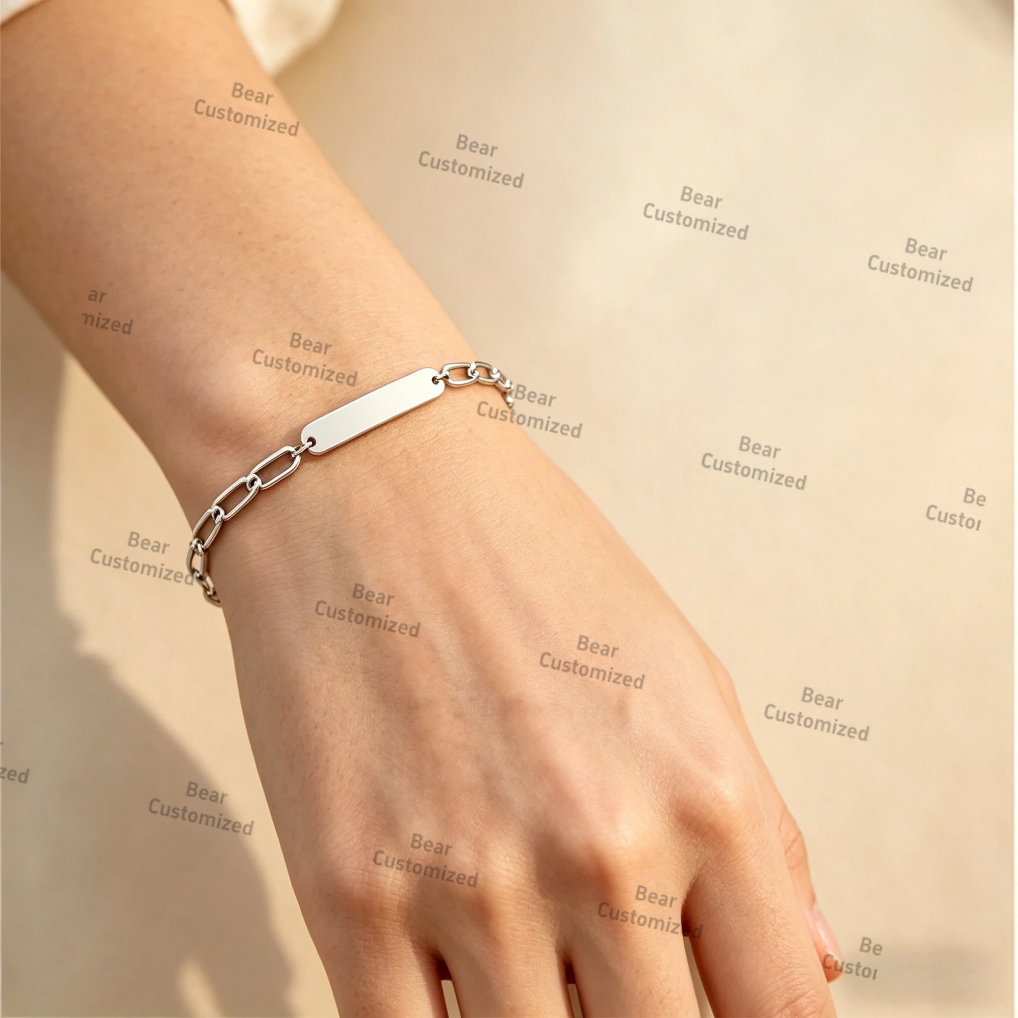 Engraved Name Customized Couple Bracelets Stainless Steel Gold Plated Thick Hand Chain Personalized Gift for Lover Men Women