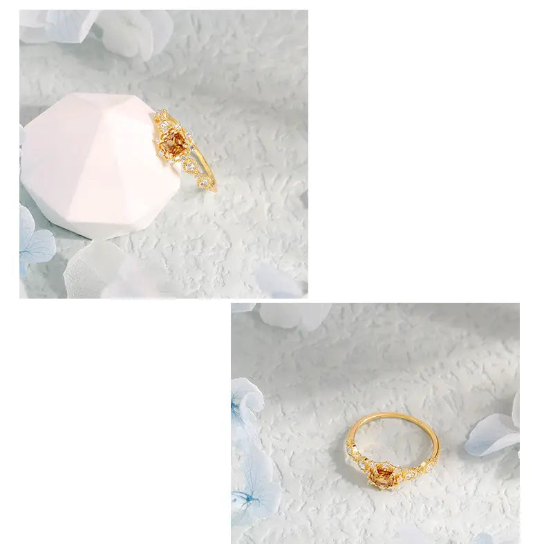 S925 Silver Gold-Plated Natural Garnet Ring Image 3