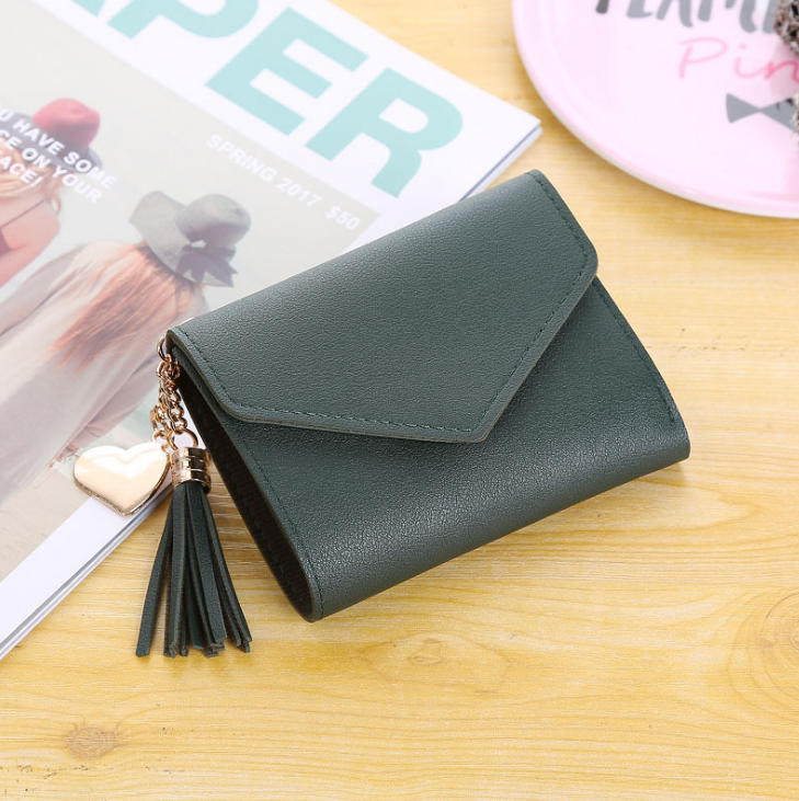 Tassel Wallet, Heart-shaped Purse, Pendant Clutch