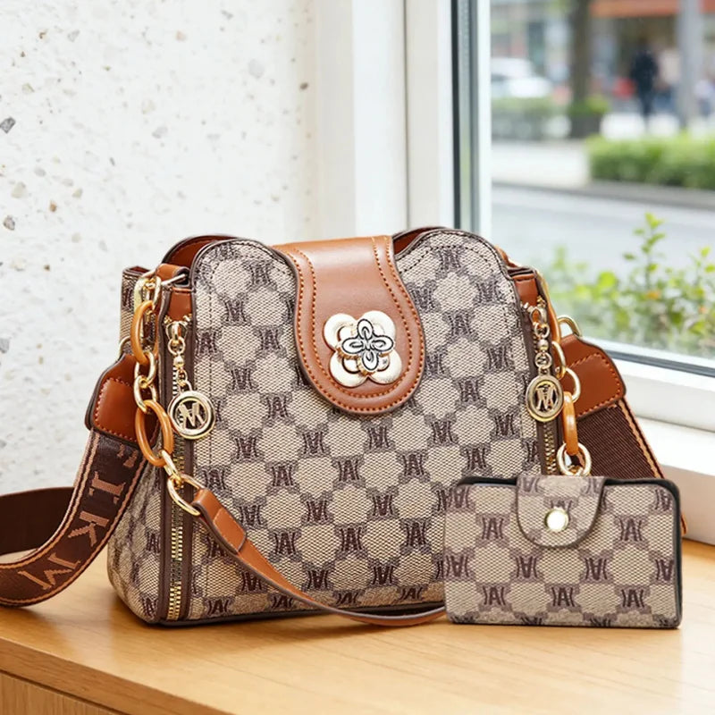 vintage letter printed shoulder bag, fashionable and versatile crossbody bag, suitable for work and daily use