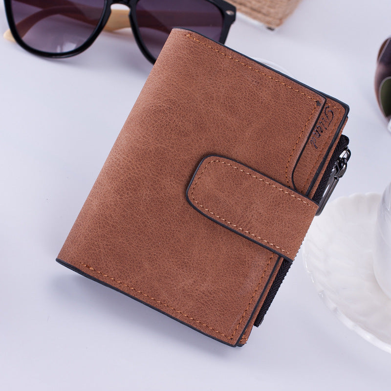 Korean Matte Leather Zipper Wallet and Coin Purse