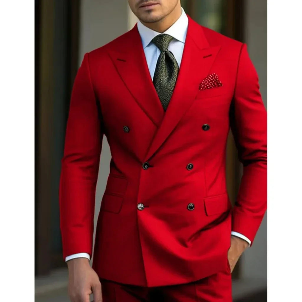 R&z -  slim jackets men's suit with peak lapel for wedding Summer beach