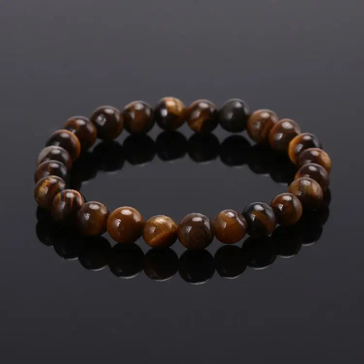Elastic Beaded Bracelet with Natural Tiger Eye Stones - A3 / n/a
