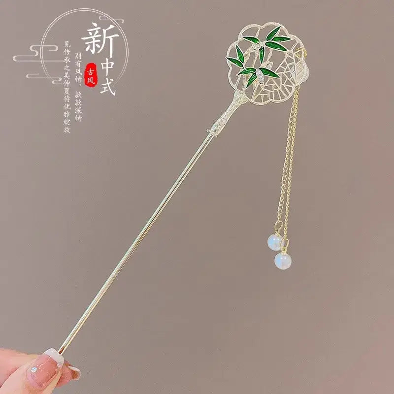 Elegant Chinese Style Hair Clip Tassel Hair Stick Traditional Floral Design Hairstyle Accessory Women Jewelry Hairpin