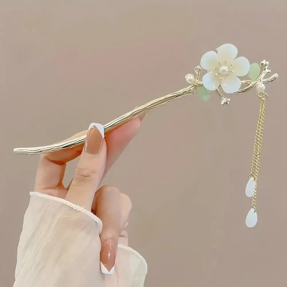 Elegant Chinese Style Hair Clip Tassel Hair Stick Traditional Floral Design Hairstyle Accessory Women Jewelry Hairpin