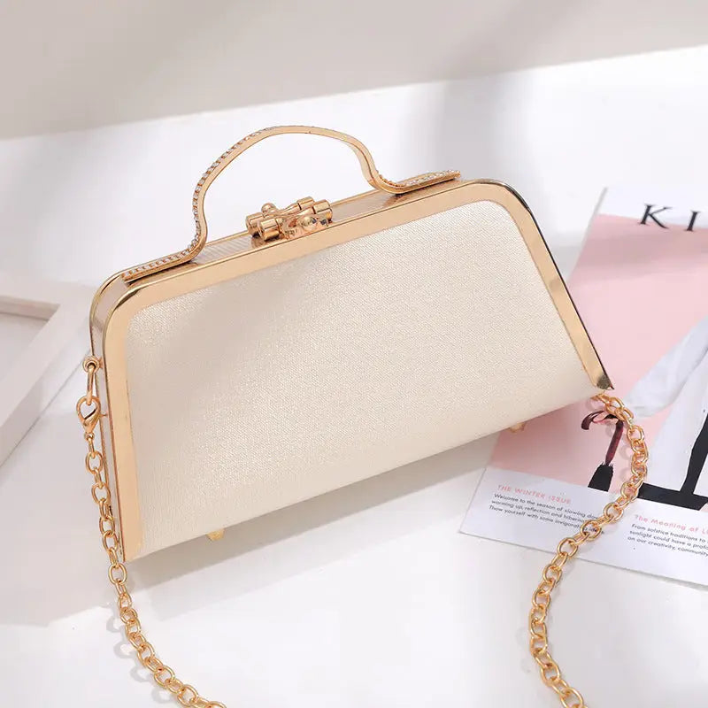 Elegant Floral Chain Shoulder Evening Clutch Bag for Women