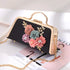 Elegant Floral Chain Shoulder Evening Clutch Bag for Women - Black